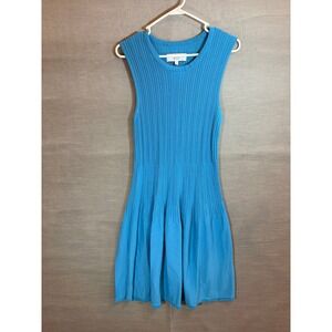 Textile Elizabeth and James Blue Ribbed Fit Flare Sleeveless Midi Knit Dress L